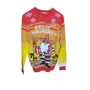 Ugly Christmas Party Unisex Ugly Christmas Sweater Feliz Navidad Size Medium